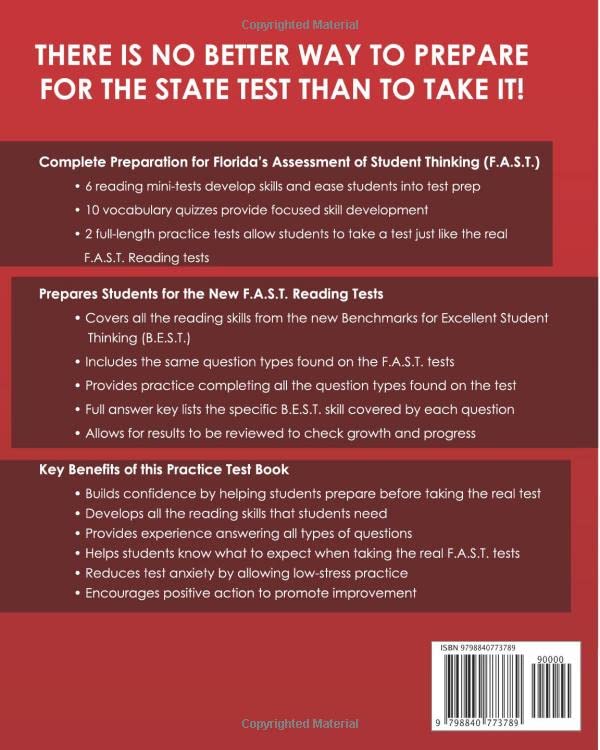 FLORIDA TEST PREP F.A.S.T. Practice Test Book F.A.S.T. Reading Grade 5: Covers the New B.E.S.T. Standards