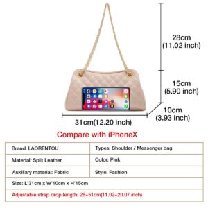 LAORENTOU Cow Leather Shoulder Bag for Women Quilted Bags Chain Crossbody Bag Lady Handbag Purse