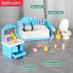 TAKIHON Dollhouse Furniture Set,Dollhouse Bathroom/Kitchen/Fridge/Washing Machine Laundry Set for Kids,Doll House Miniature Accessories,Educational Pretend Play Toys for Toddler,Boys,Girls