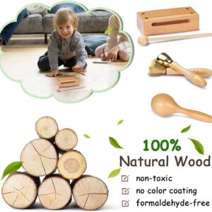 LOOIKOOS Toddler Musical Instruments, Eco Friendly Musical Set for Kids Preschool Educational, Natural Wooden Percussion Instruments Musical Toys for Boys and Girls with Storage Bag