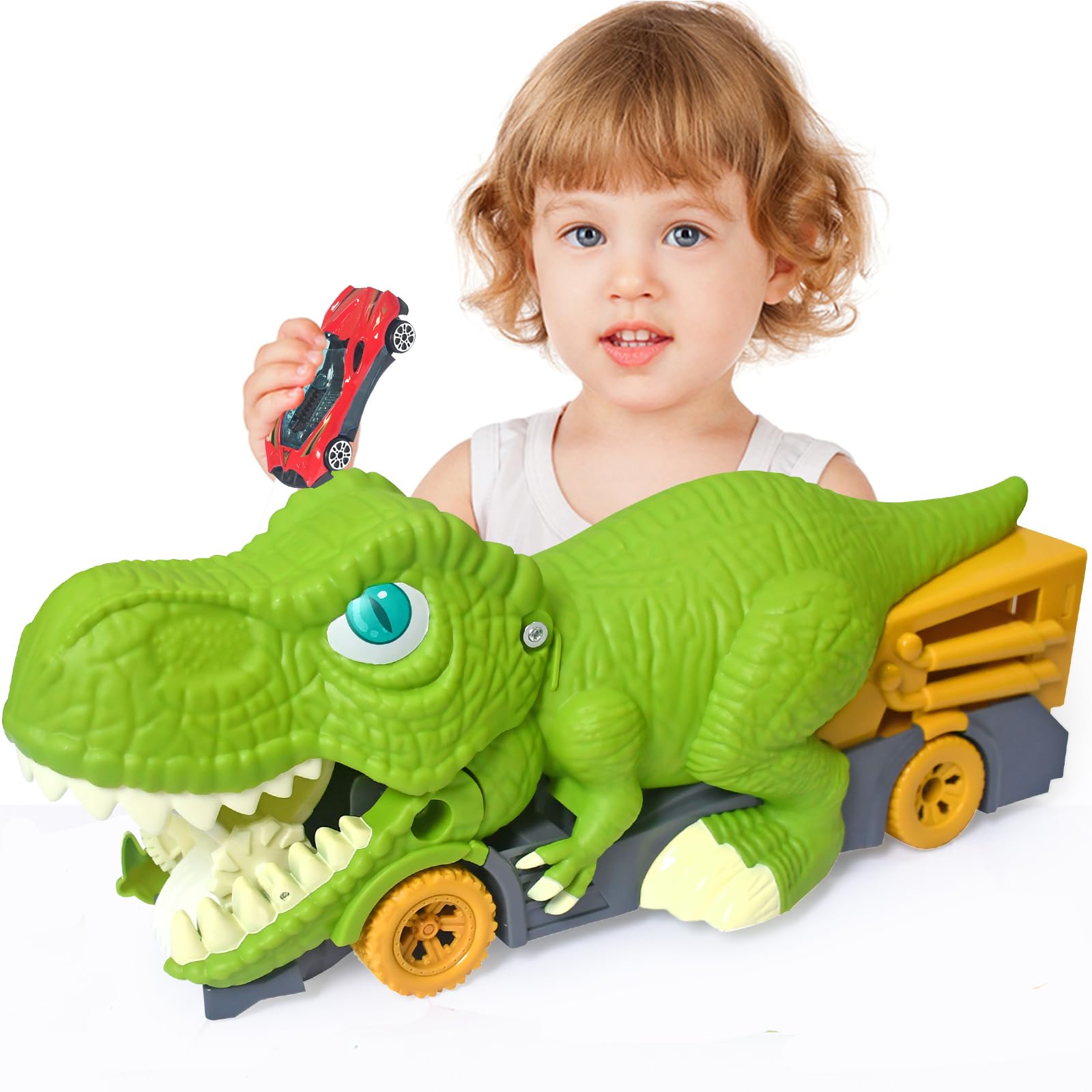 Aykzaqe Dinosaur Eating Cars Transport Truck Carrier Gift Toys for 3 Year Old Boys Toys for 4 Year Old Boys,Toy Cars for Boys Age 4-7,Monster Trucks for Boys,Dinosaur Toys for Kids 3-5