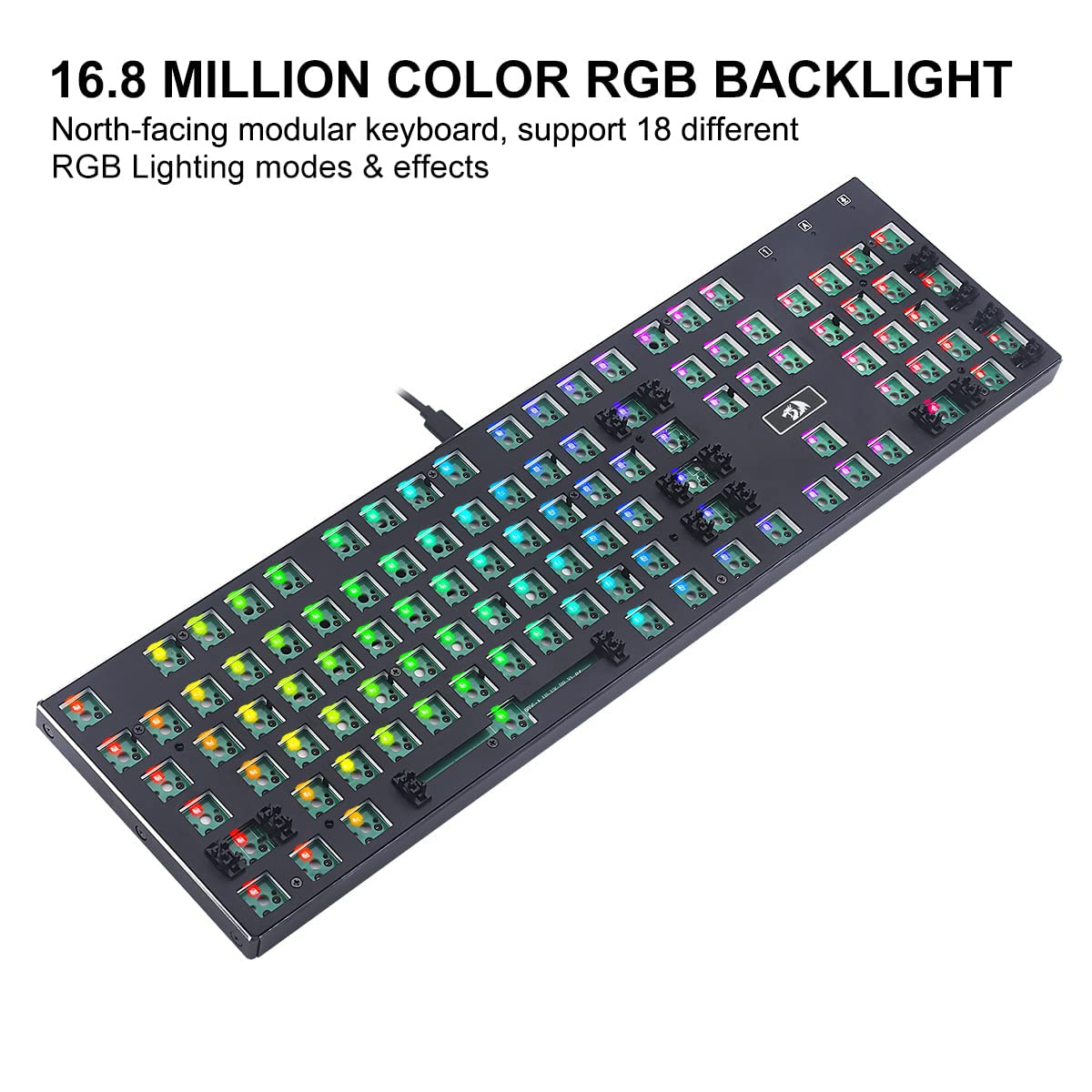 Redragon BBK556 Custom Gaming Mechanical Keyboard Kit – 100% 104 Keys DIY RGB Fully Modular Keyboard - USB Wired Barebones Full Size Keyboard HOT SWAPPABLE 3pin/5pin Switch, Black