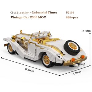 JMBricklayer Vintage Cars Building Blocks Sets 50101, Classic K500 Sports Car MOC Model Car Kits, Ideal Gifts for Teens Adults Girls Boys, Collectible Convertible Car Display Model(868 Pieces)