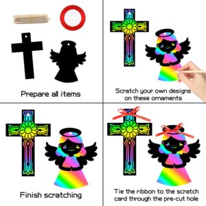 WATINC 80pcs Nativity Jesus Birth Scratch Paper Art Ornaments for Kids School Christmas DIY Religious Themed Party Magic Color Scratch Off Card Hanging Craft Jesus is The Reason for The Season