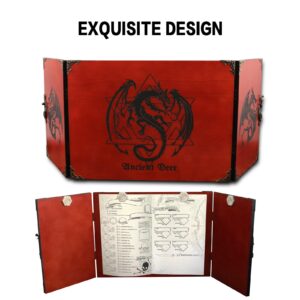 DM Screen Wooden Dungeon Master Screen for Hand Crafted Dungeon and Dragons gift,DND Dice GM Games,D&D 5e Accessories,Magic The Gathering,Pathfinder,Custom Screen (DmScreen-wine red)