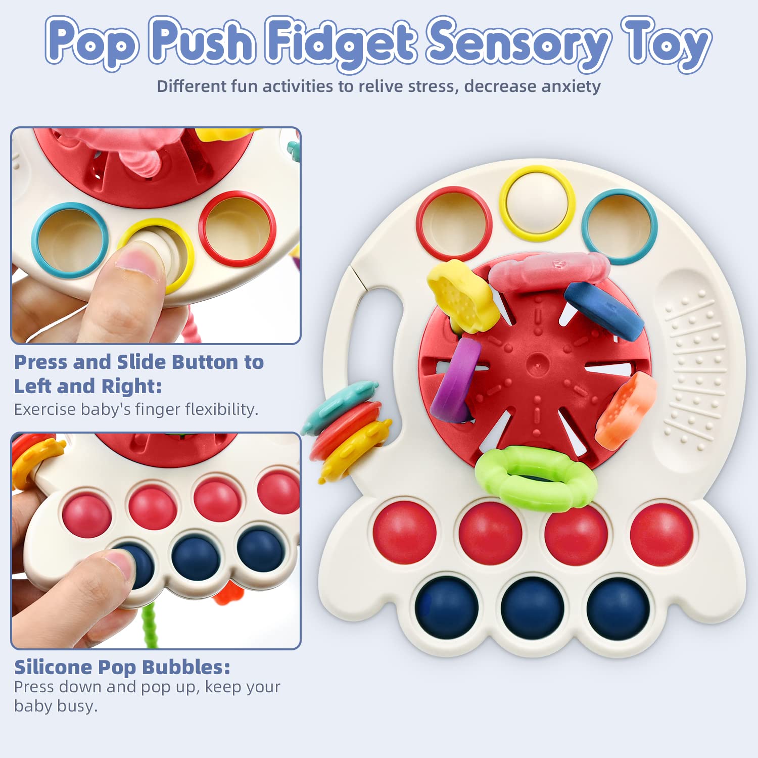 AiTuiTui Sensory Montessori Baby Toys 6 to 12 Months, Toddler Travel Toys for 1 2 Year Old Boy Girl Birthday Gifts, Soft Pull String Fidget Educational Learning Bath Toys for 9 10 18 Months Infant