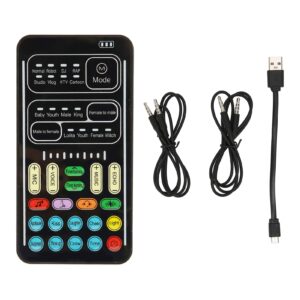 Voice Changer Disguiser, Mini Gaming Live Sound Card, for /PS5/ One/Phone/Computer PC/Tablet, 8 Kinds Sound Adjustable, Plug and Play(Black)