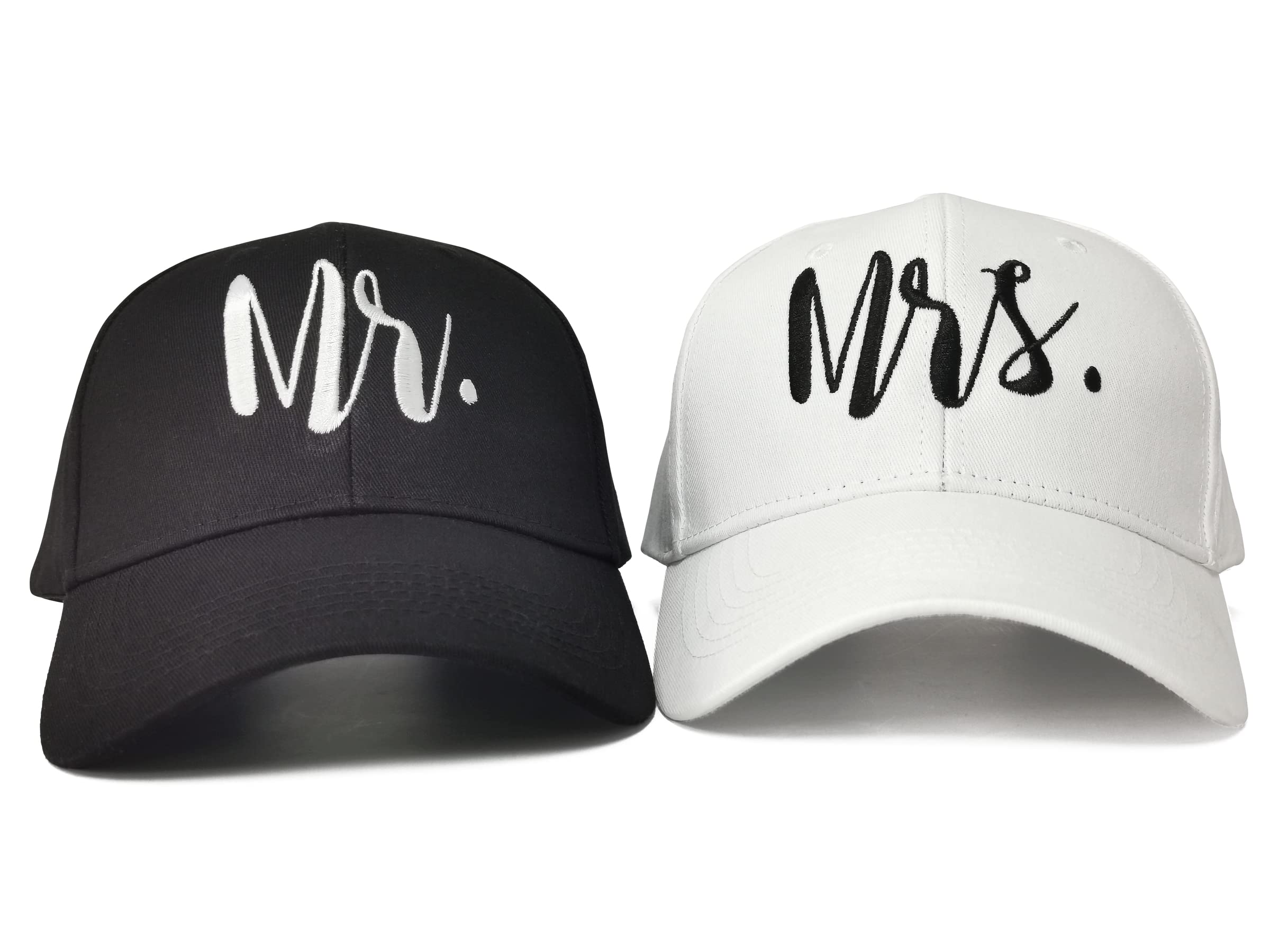 Enodtter Mr & Mrs Baseball Hats, Black White Embroidered Bride Groom Matching Hats Couples Set, Hubby Wifey Caps, Newlywed Honeymoon Wedding Gift