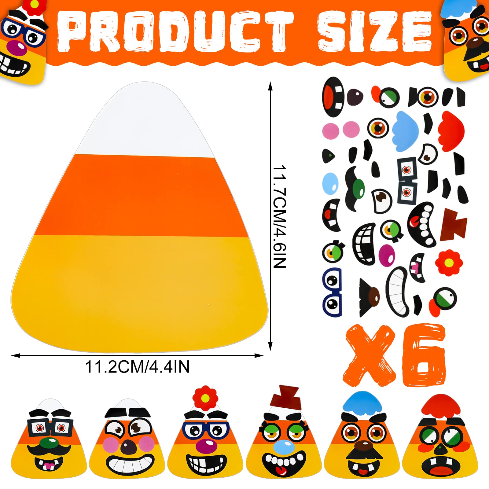 Spiareal 30 Sets Candy Corn Halloween Craft Kit for Kids DIY Cutouts Magnet Stickers for Boys Girls Candy Corn Ornaments Art for Halloween Activity Party Supplies