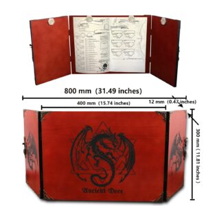 DM Screen Wooden Dungeon Master Screen for Hand Crafted Dungeon and Dragons gift,DND Dice GM Games,D&D 5e Accessories,Magic The Gathering,Pathfinder,Custom Screen (DmScreen-wine red)