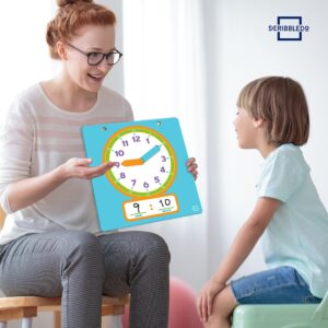 Scribbledo Writable Dry Erase Learning Clock for Kids Write & Wipe Demonstration Clock for Kids Learning to Tell Time Classrooms and Homeschool Supplies