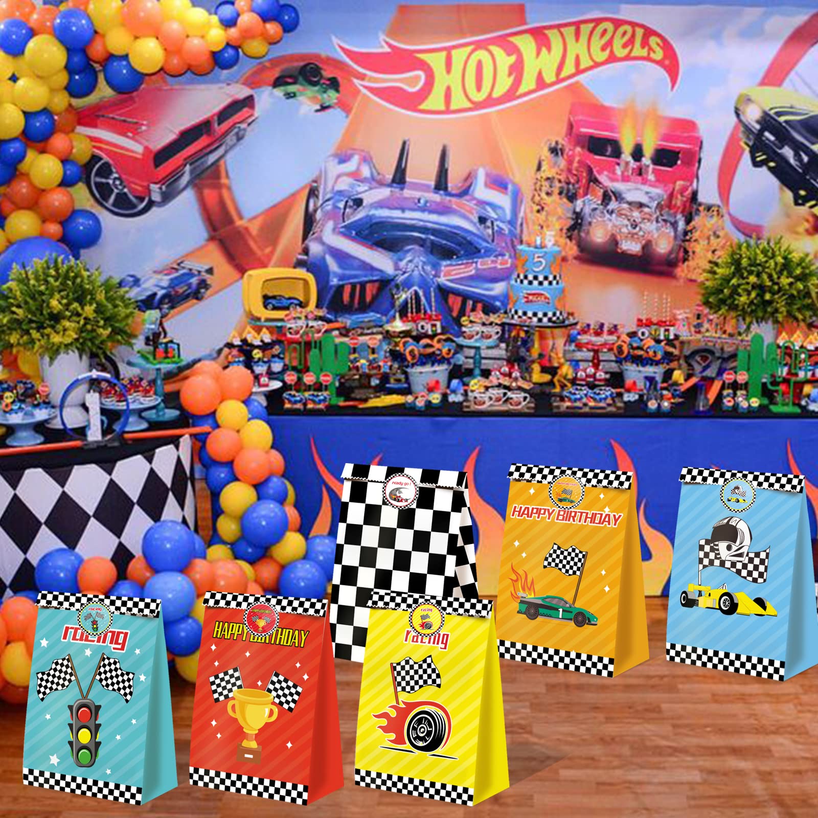 Race Car Gift Bags 24 Pcs Race Car Party Supplies for Boys Race Car Party Favors Cars Theme Birthday Party Decorations Car Goody Bags Racing Birthday Party Supplies