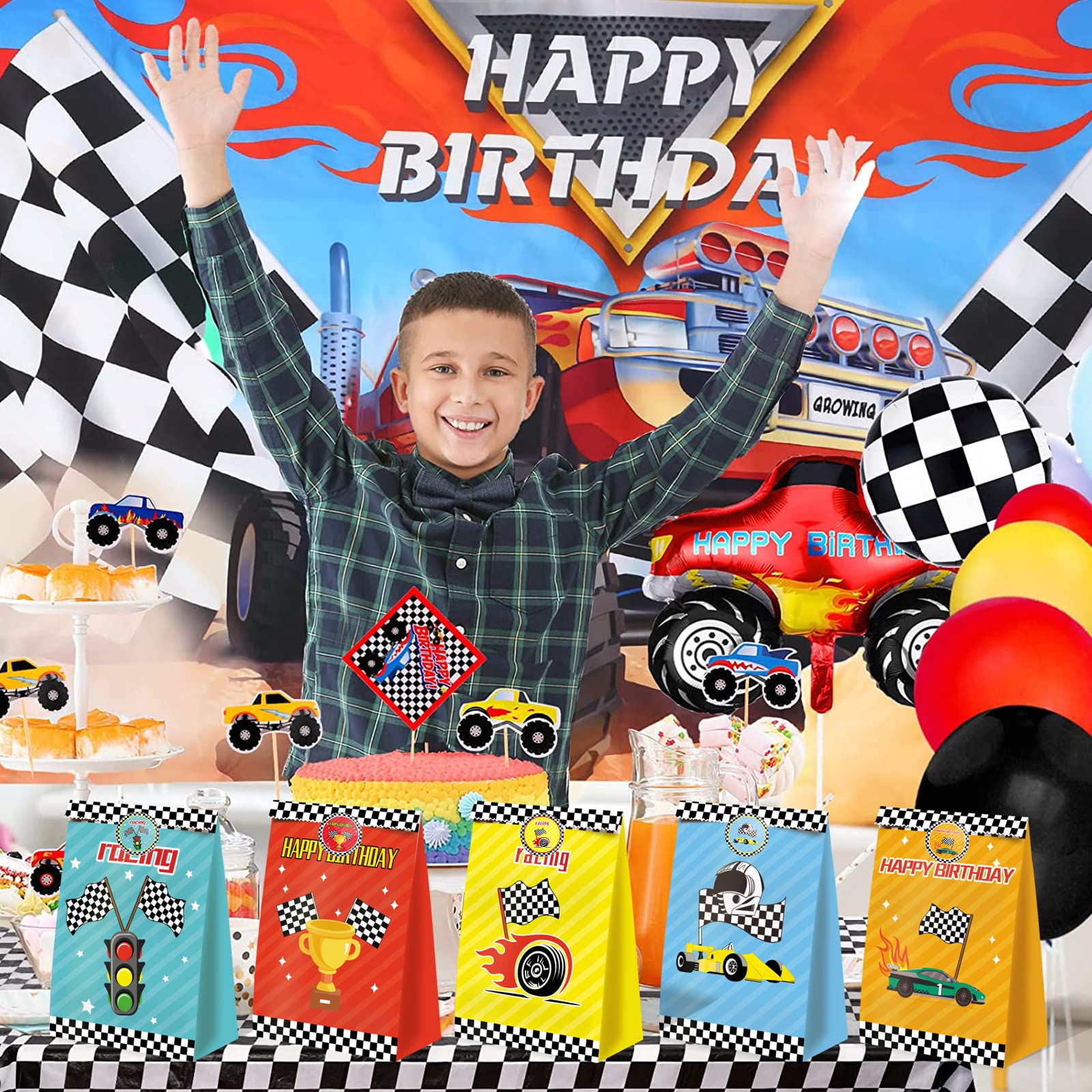 Race Car Gift Bags 24 Pcs Race Car Party Supplies for Boys Race Car Party Favors Cars Theme Birthday Party Decorations Car Goody Bags Racing Birthday Party Supplies