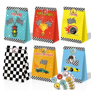 Race Car Gift Bags 24 Pcs Race Car Party Supplies for Boys Race Car Party Favors Cars Theme Birthday Party Decorations Car Goody Bags Racing Birthday Party Supplies