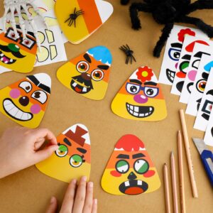 Spiareal 30 Sets Candy Corn Halloween Craft Kit for Kids DIY Cutouts Magnet Stickers for Boys Girls Candy Corn Ornaments Art for Halloween Activity Party Supplies