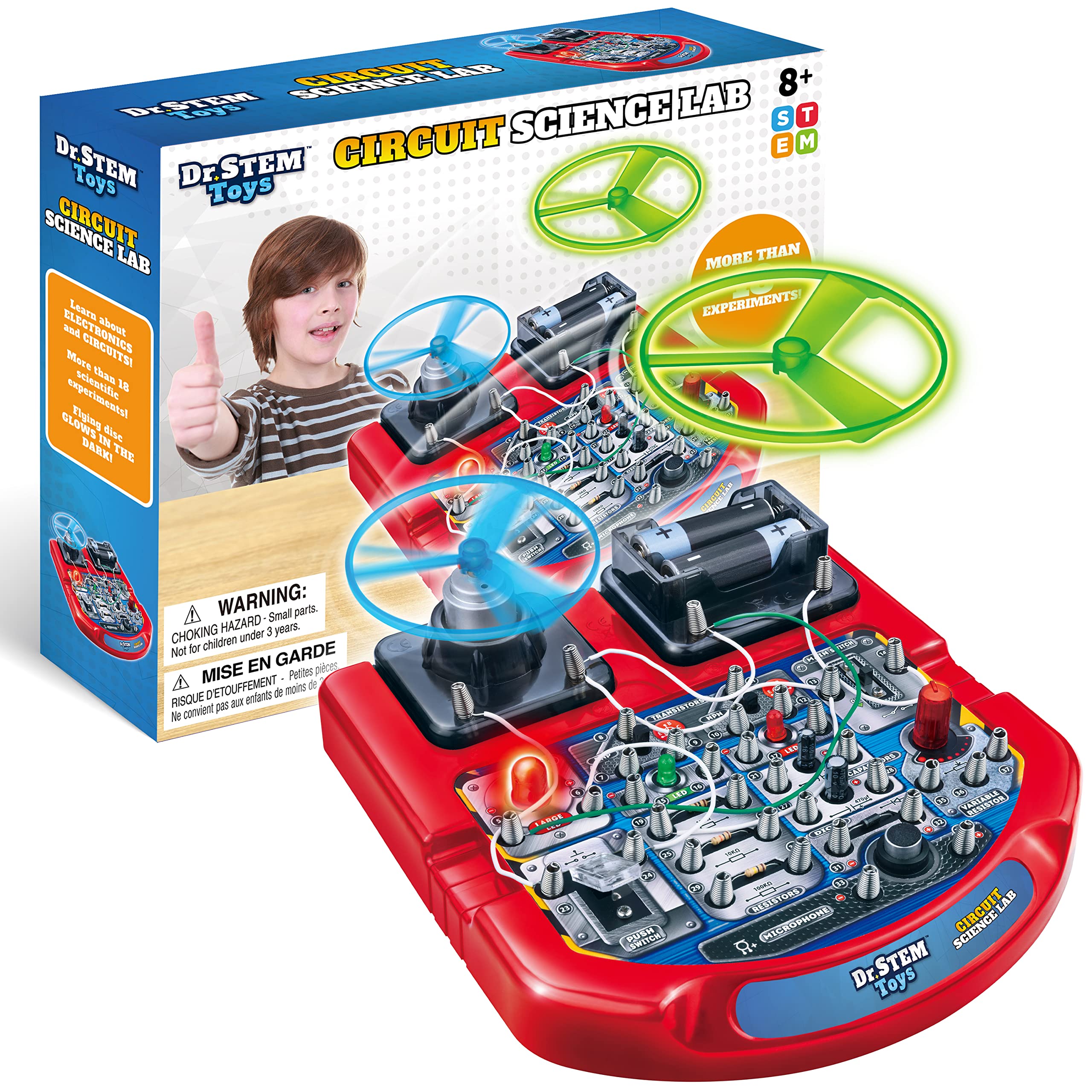 Dr. STEM Toys Circuit Board for Kids | Fun Educational Science Kit with Real Wires, LED Lights & a Fan That Actually Flies | Includes 18 Cool Science Experiments for Boys & Girls Ages 8 & Up