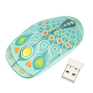 Gaming Mouse, Ergonomic Design Stable Efficient Wireless Mouse 3 Smart Power Saving Modes Peacock Pattern for Laptop for Desktop Computer