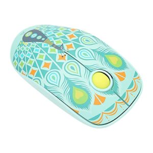 Gaming Mouse, Ergonomic Design Stable Efficient Wireless Mouse 3 Smart Power Saving Modes Peacock Pattern for Laptop for Desktop Computer