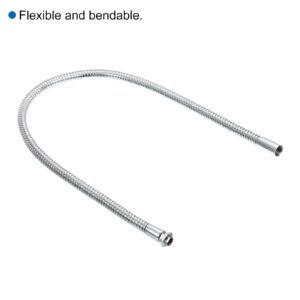 PATIKIL 23" Universal Gooseneck, M10 Fine Thread Metal Bendable Hose Flexible Arm Gooseneck Tube Extension for Multifunction DIY, Silver Tone