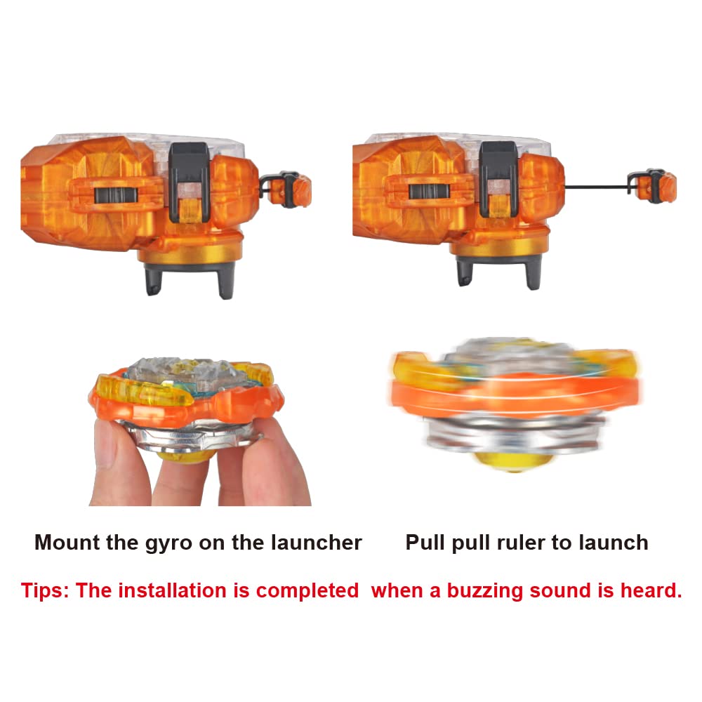 BeyBtatle Burst Gyro Toy Set 1 Spinning Tops 1x Launcher LR Left Right Spin DB Layer System, Metal Fusion Attack Type Battling Game Top with Launcher Toy Gift for Ages 6+