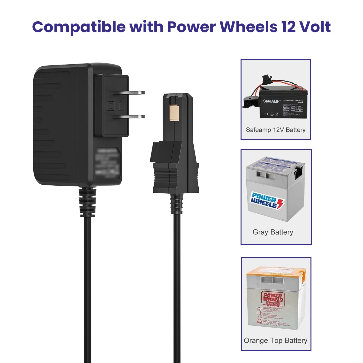 XXSZHY 12 Volt Battery Charger for All Power Wheels 12-Volt Ride-on Toys, for Fisher-Price Using The Orange Top Battery or The Gray Battery