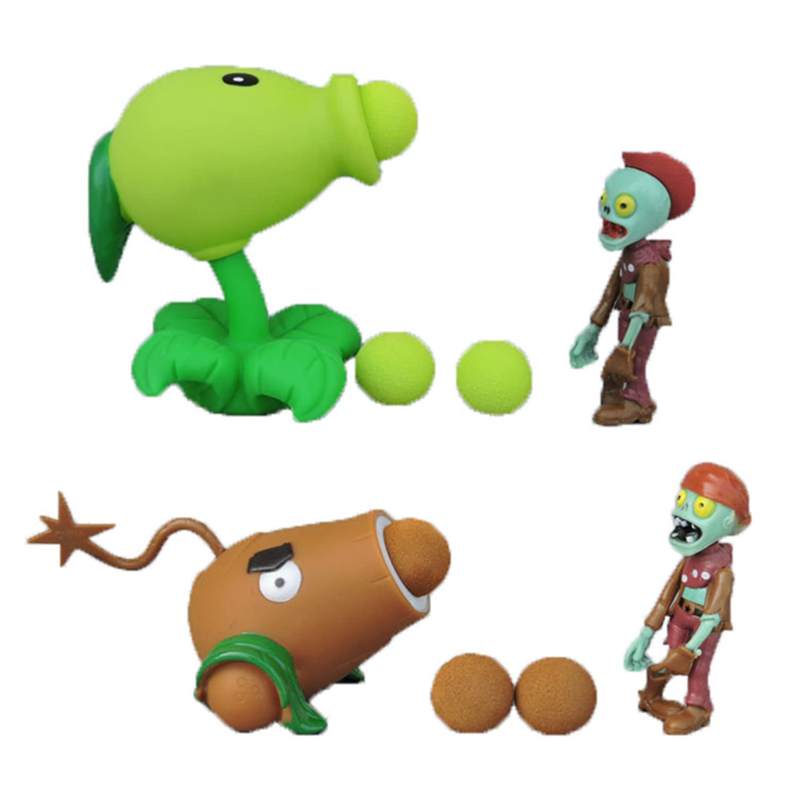 JHESAO 4 PCS Plants PVZ Toys Action Figures Zombies Toys Mini PVZ Set 1 2 Series Great Gifts for Kids and Fans, Birthday and Christmas Party