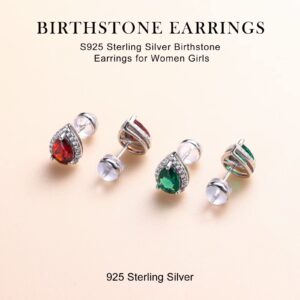 August Peridot Birthstone Stud Earrings for Women, Natural Peridot Birthstone Earrings 18K White Gold Plated S925 Sterling Silver Pear Cut Genuine Peridot August Birthstone Earrings for Women Mother