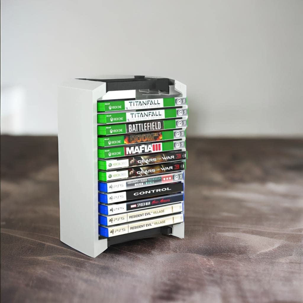 PS5 Game Holder, PS5 Video Game Organizer, Storage Tower for PS5 Games, Video Game Storage Stand, Storage Stand for PS5 PS4 Xbox One Games (for 12 Game Boxes)