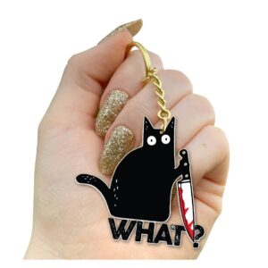 dongnaiwin black cat what funny and cute black cat metal keychains - funny bag charm for men and women