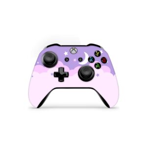 ZOOMHITSKINS Controller Skin Compatible with X1 S and X1 X, Vinyl Sticker Technology, Moon Cloud Stars Sky Pastel Purple Kawaii Pink Anime, Durable, 1 Skin, Made in The USA