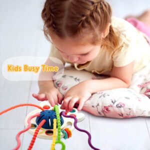 AiTuiTui Sensory Montessori Baby Toys 6 to 12 Months, Toddler Travel Toys for 1 2 Year Old Boy Girl Birthday Gifts, Soft Pull String Fidget Educational Learning Bath Toys for 9 10 18 Months Infants