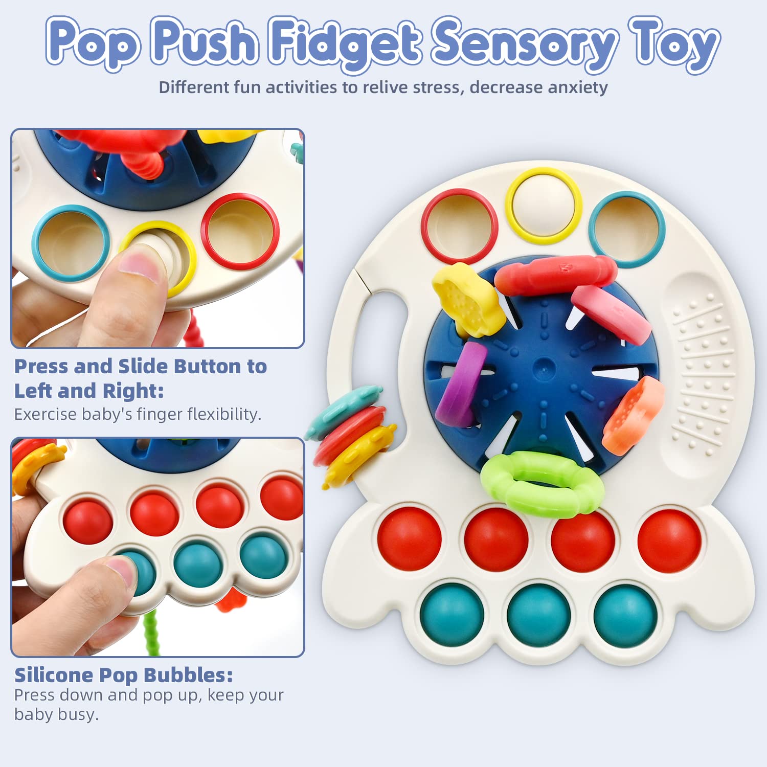 AiTuiTui Sensory Montessori Baby Toys 6 to 12 Months, Toddler Travel Toys for 1 2 Year Old Boy Girl Birthday Gifts, Soft Pull String Fidget Educational Learning Bath Toys for 9 10 18 Months Infants