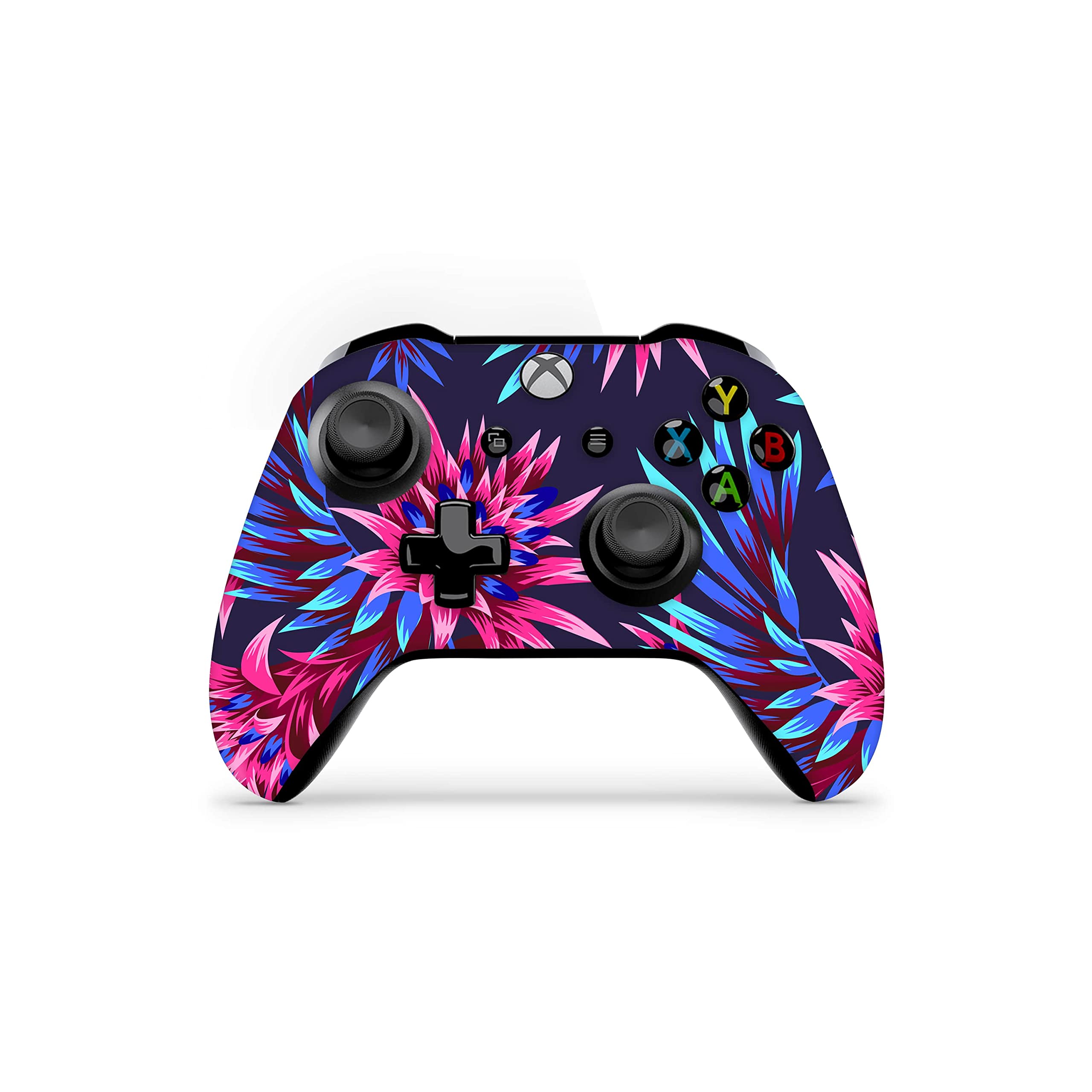 ZOOMHITSKINS Controller Skin Compatible with X1 S and X1 X, Vinyl Sticker Technology, Neon Flowers Pink Blue Leaves, Durable, 1 Skin, Made in The USA