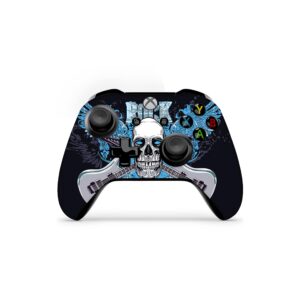 zoomhitskins controller skin compatible with x1 s and x1 x, vinyl sticker technology, blue skull guitar rock heavy metal black neon, durable, 1 skin, made in the usa