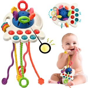 AiTuiTui Sensory Montessori Baby Toys 6 to 12 Months, Toddler Travel Toys for 1 2 Year Old Boy Girl Birthday Gifts, Soft Pull String Fidget Educational Learning Bath Toys for 9 10 18 Months Infants