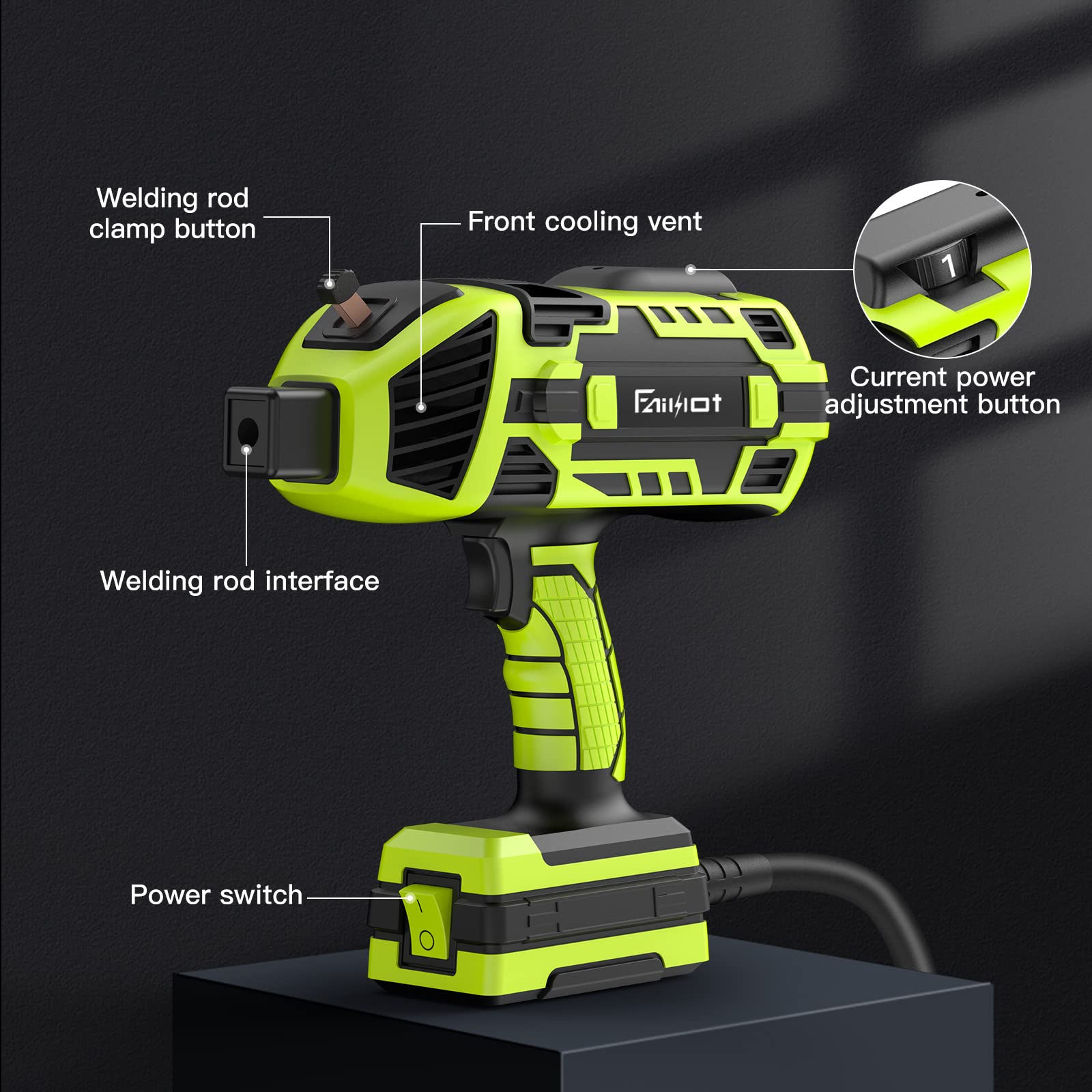 Faiuot Portable Welding Machine,110V Handheld Welder with IGBT Inverter 6 Variable Current Adjustment, Portable ARC Welder Gun Fits for 3/32"-1/8" Wire rods Electric Stick Welder Machine Kit (Green)