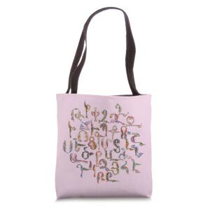 armenian alphabet birds armenia symbols tote bag