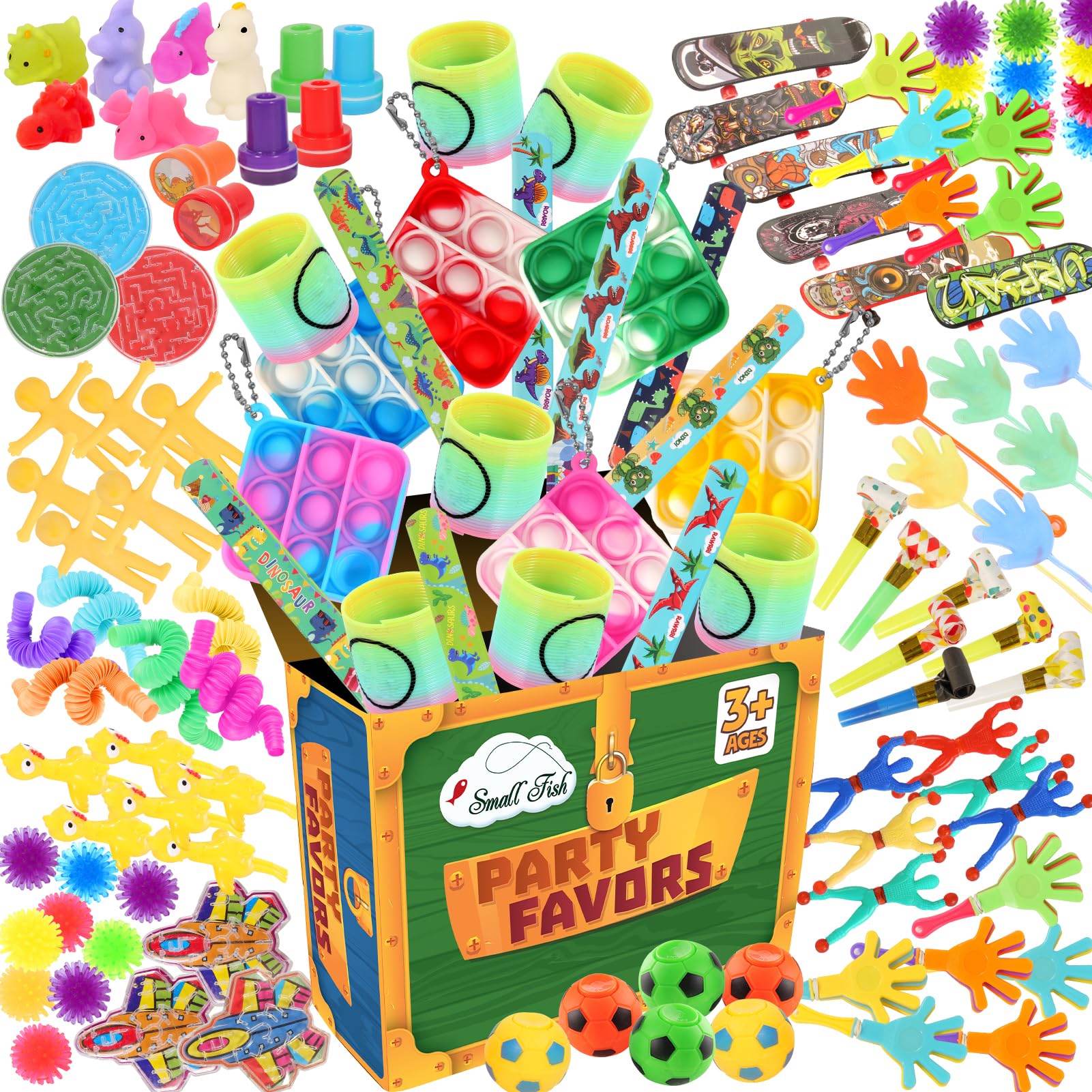 120 Pack Party Favors Toys for Kids: Treasure Box Prizes Birthday Gift Goodie Bags Stuffers Fidget Toy for Toddler Age 3-5 4-8 Carnival Classroom Rewards Toy in Bulk Pinata Filler 8-12 Years Boy Girl