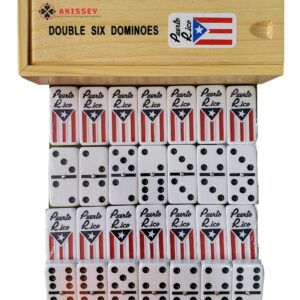 Puerto Rico Dominoes, Puerto Rican Dominoes with Flag Engraved, Puerto Rico Dominos with a Scorecard, Coqui Patch and Boricua Pride Keyfob