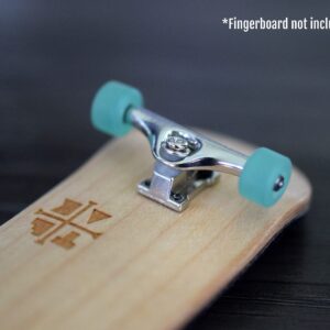 Teak Tuning Prodigy Swerve Fingerboard Trucks, Silver Chrome Colorway - 32mm Wide - Inverted Kingpin - Professional Shape, Appearance & Components