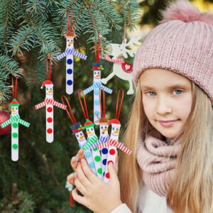 Peryiter 36 Set Christmas Snowman Stick Ornament Craft Kit Christmas Crafts for DIY Winter Arts and Craft Kit Bulk for Holiday Fun Home Activities, 6 Inches