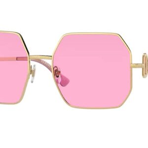 Versace VE2248 1002/5 58MM Gold/Fuchsia Hexagonal Sunglasses for Women + BUNDLE With Designer iWear Eyewear Kit