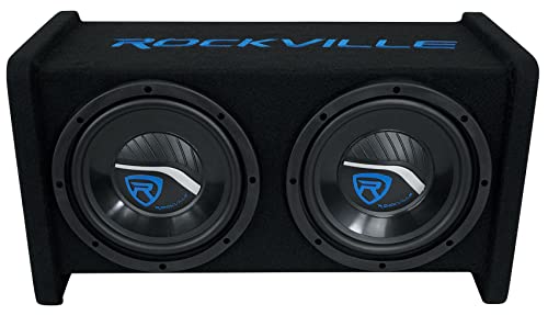 Rockville RV208P Dual 8" 800w Car Audio Subwoofers in Vented Sub Enclosure Box,Black