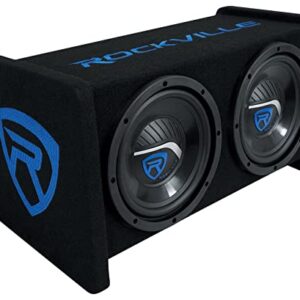 Rockville RV208P Dual 8" 800w Car Audio Subwoofers in Vented Sub Enclosure Box,Black