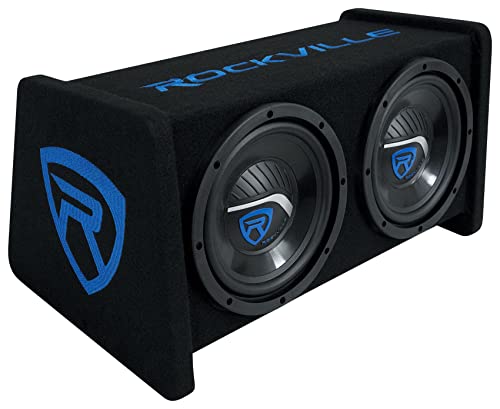 Rockville RV208P Dual 8" 800w Car Audio Subwoofers in Vented Sub Enclosure Box,Black