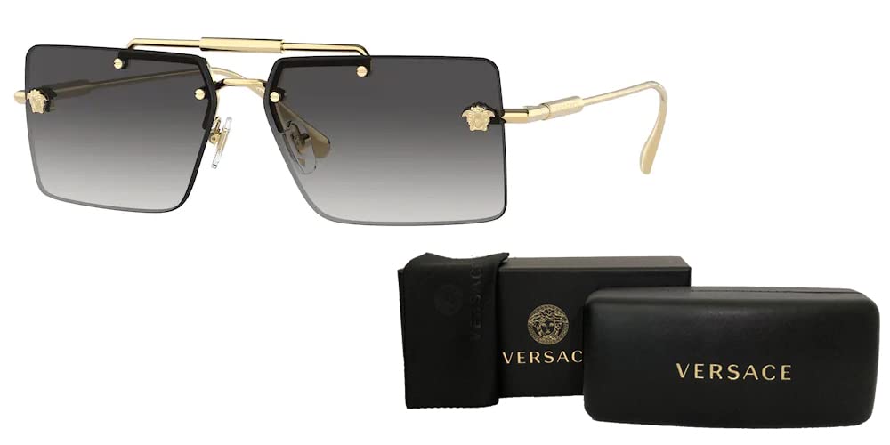 Versace VE2245 10028G 60MM Gold/Grey Gradient Rectangle Sunglasses for Women + BUNDLE With Designer iWear Eyewear Kit