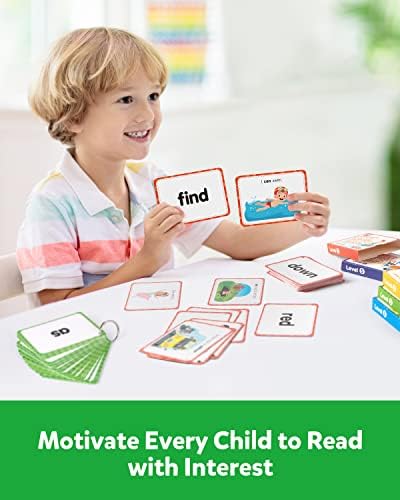 Coogam Sight Words Educational Flashcards - 220 Dolch Sightwords Game with Pictures & Sentences,Literacy Learning Reading Cards Toy for Kindergarten,Home School Kids 3 4 5 Years Old