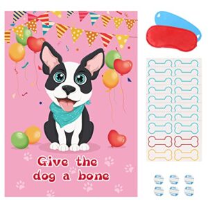 fowecelt pin the bone on the dog party games with 48 pcs bone, give the dog a bone game for dog themed birthday party game supplies