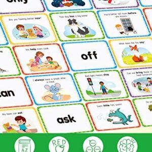 Coogam Sight Words Educational Flashcards - 220 Dolch Sightwords Game with Pictures & Sentences,Literacy Learning Reading Cards Toy for Kindergarten,Home School Kids 3 4 5 Years Old