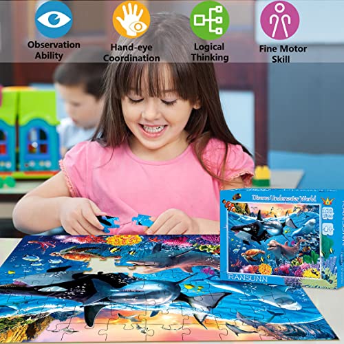 Puzzles for Kids Ages 4-8 Year Old - Underwater World,100 Piece Jigsaw Puzzle for Toddler Children Learning Educational Puzzles Toys for Boys and Girls.